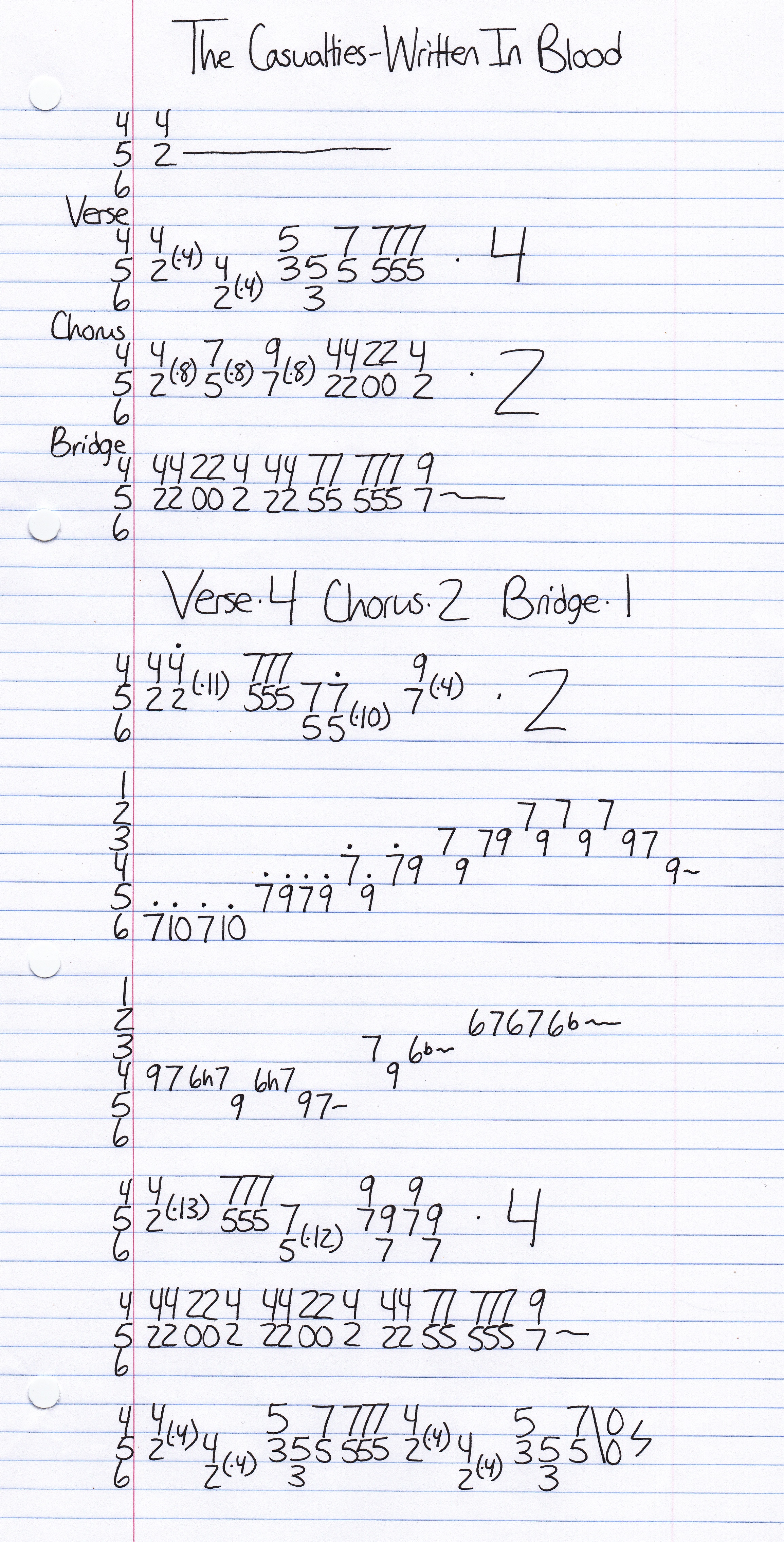 High quality guitar tab for Written In Blood by The Casualties off of the album Written In Blood. ***Complete and accurate guitar tab!***